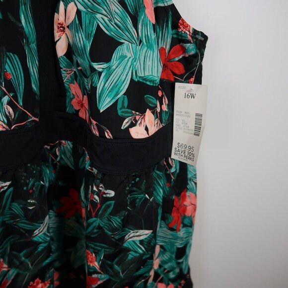 Catherines Plus Size Floral Swimsuit Top 16W - Picture 3 of 7